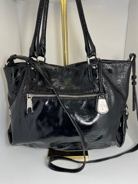 Cole Haan Black Patent Leather Hobo Handbag